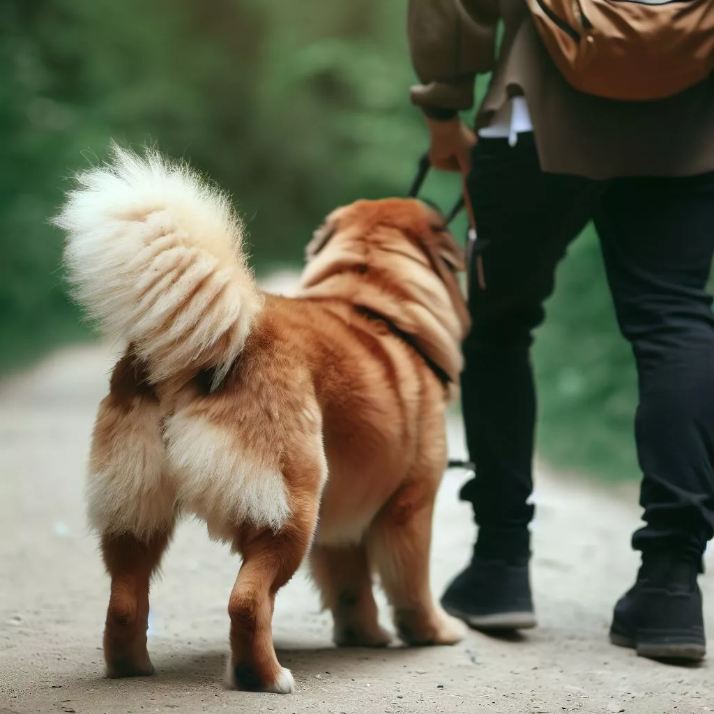 Seguridad con perro haciendo senderismo